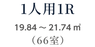 1人用1R 19.84~21.74㎡ (66室)
